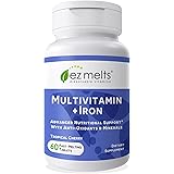 EZ Melts Multivitamin with Iron, Sublingual Vitamins, Vegan, Zero Sugar, Natural Cherry Flavor, 60 Fast Dissolve Tablets