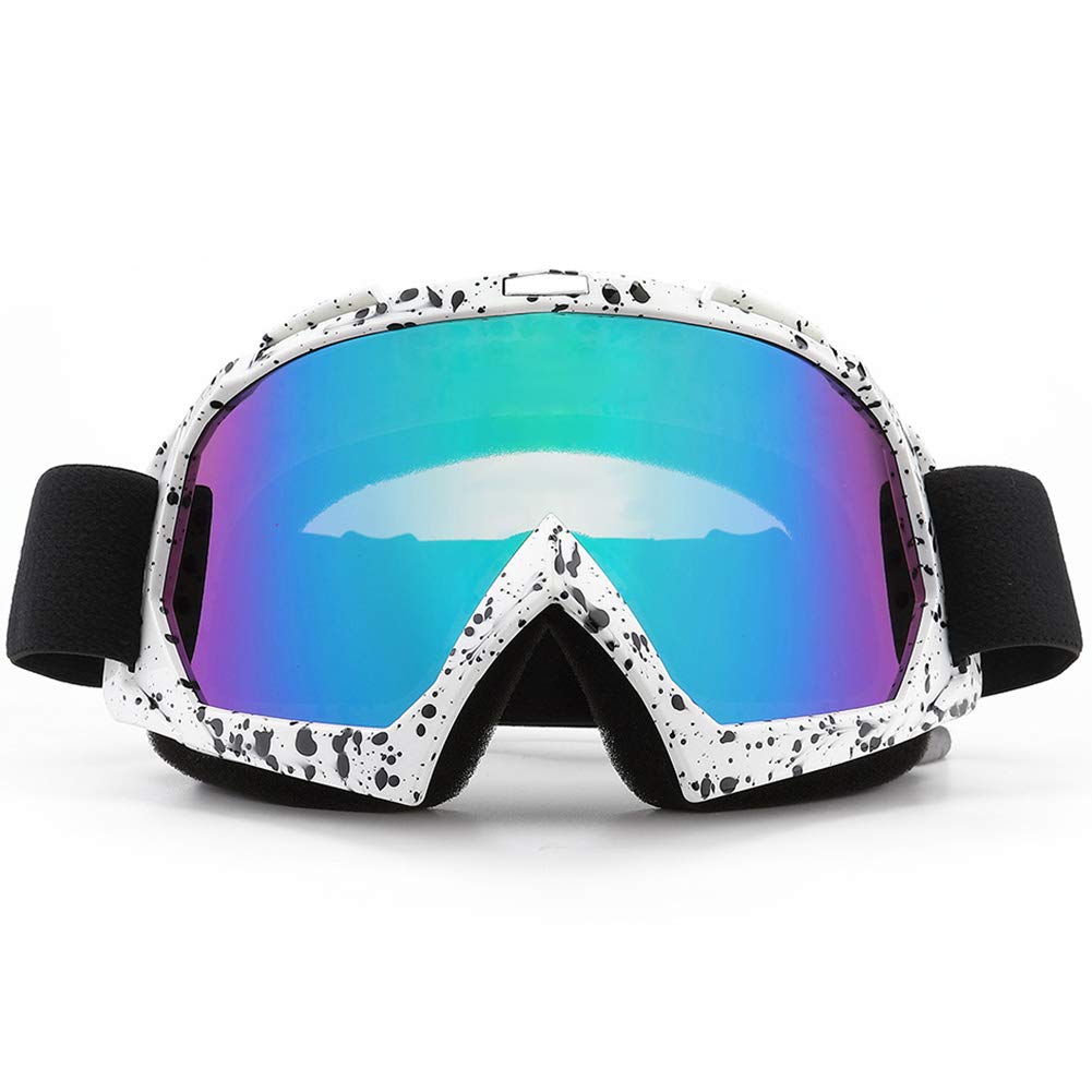 SPOSUNE Motorcycle Goggles, ATV Dirt Bike Off Road Racing MX Riding Goggle Anti-Scratch Dustproof Bendable UV400 Eyewear Padded Soft Thick Foam,Adjustable Strap Adults' Cycling Motocross