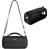 Protective Case for Bose SoundLink Max Speaker, Shockproof Silicone Cover with Shoulder Strap, Portable Travel Carrying Bag for Wireless Speaker Accessories (Black)