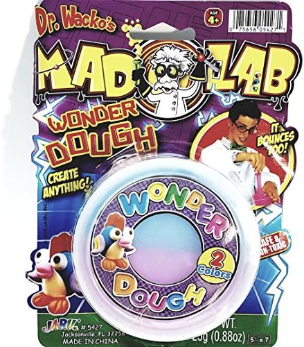 Flarp Dr Wackos Mad Lab Wonder 2 Color Dough Stretchy Bouncy Blue & Pink Medium 25g Putty 88oz Goop