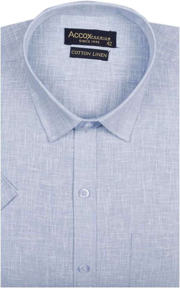 ACCOX Half Sleeves Cotton Linen Formal Regular Fit Shirt for Men