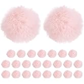 M METERXITY 25-Pack Faux Fur Pom Poms, 1.2 Inch/ 1.6 cm Soft Fluffy Pompoms Balls Faux Rabbit Fur with Elastic Loop for Hats/Bags/Keychains/Knitting Accessories/DIY Crafts [Pink]