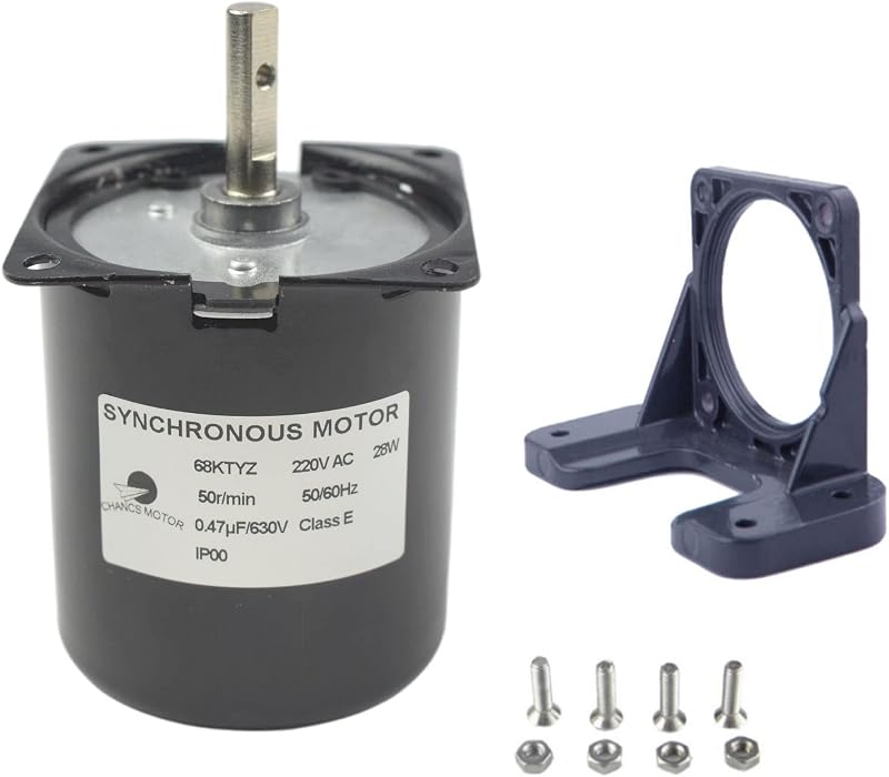 CHANCS 220V 50RPM Synchronous Gear Motor for BBQ Rotisserie with Bracket Holder