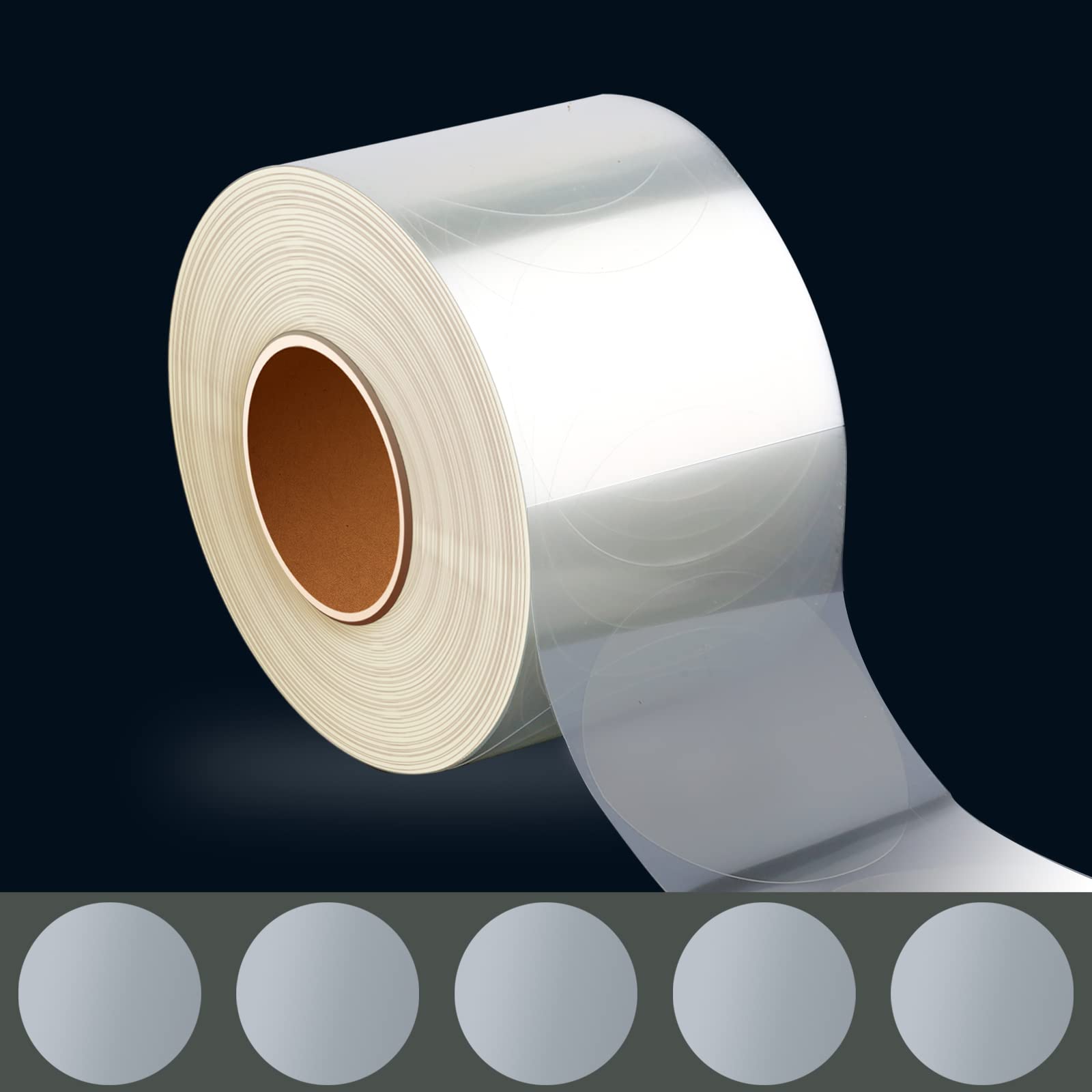 AIEX 500 Pieces 1.6inch Diameter Clear Labels Stickers Roll, Circle Retail Package Envelope Seal Stickers, Waterproof Transparent Glossy Round Label Protectors for Classroom School Library Books