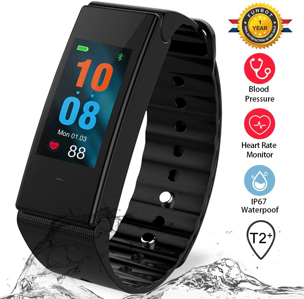 Lifestyle Gadget Funbot Fitness Tracker,Colorful Screen Smart Pedometer Bracelet -IP67 Waterproof with Sleep Calorie Counter for Replacement Red/Blue Band Android & iOS