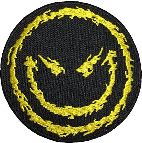 Black Devil smile size 3 inch biker heavy metal Horror Goth Punk Emo Rock DIY Logo Jacket Vest shirt hat blanket backpack T shirt Patches Embroidered Appliques Symbol Badge Cloth Sign Costume Gift