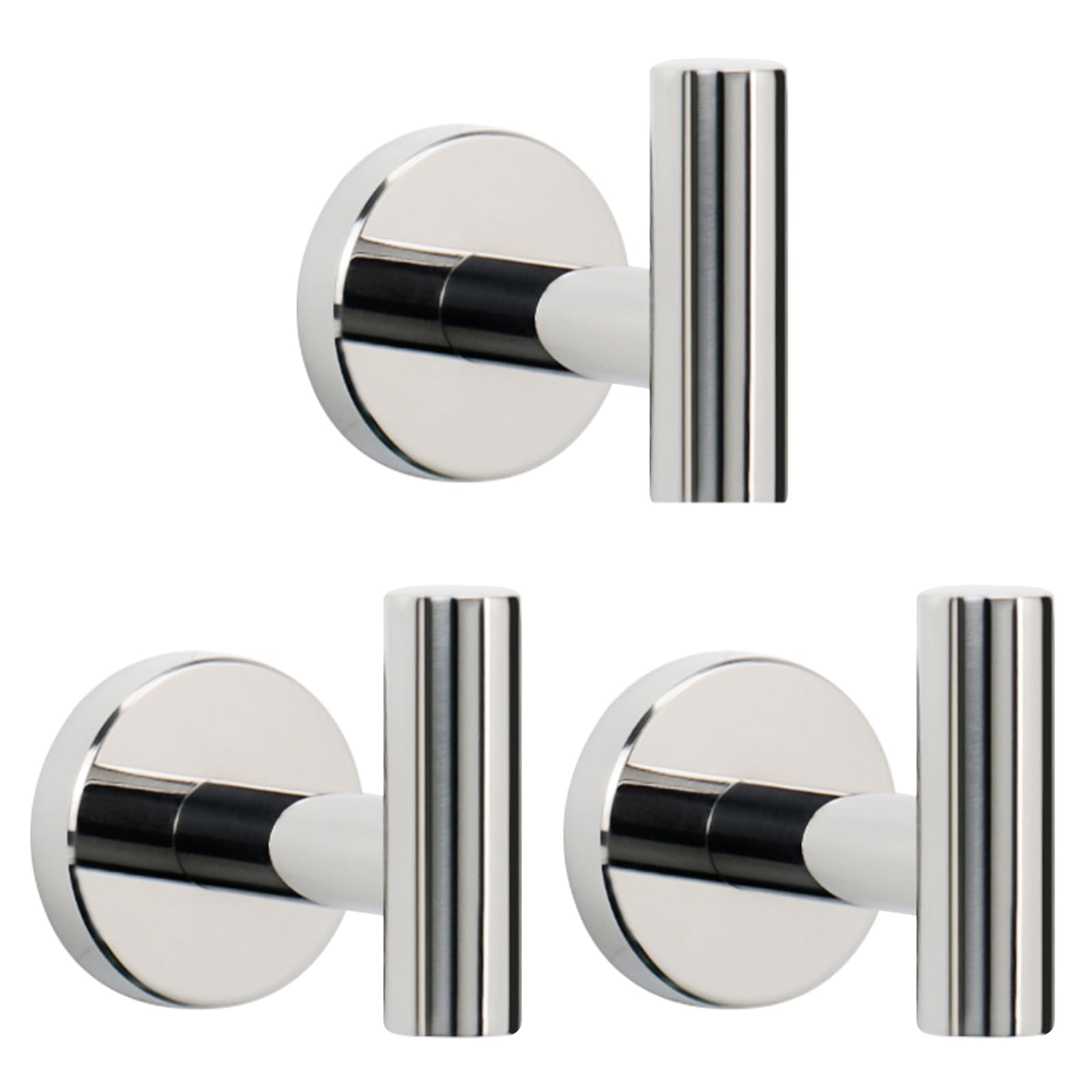 Photo 1 of NearMoon Bath Towel Hooks- SUS 304 Stainless Steel Robe Hook Holder, Heavy Duty Coat Hook for Bathroom Livingroom Hotel Kitchen Garage, Wall Mounted (Chrome Finish, 3 Pack)