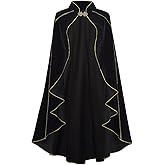 HAPNBCELE Women's Medieval Cloak Renaissance Velvet Cape with Stand-Up Collar Queen Princess Costume Halloween Christmas