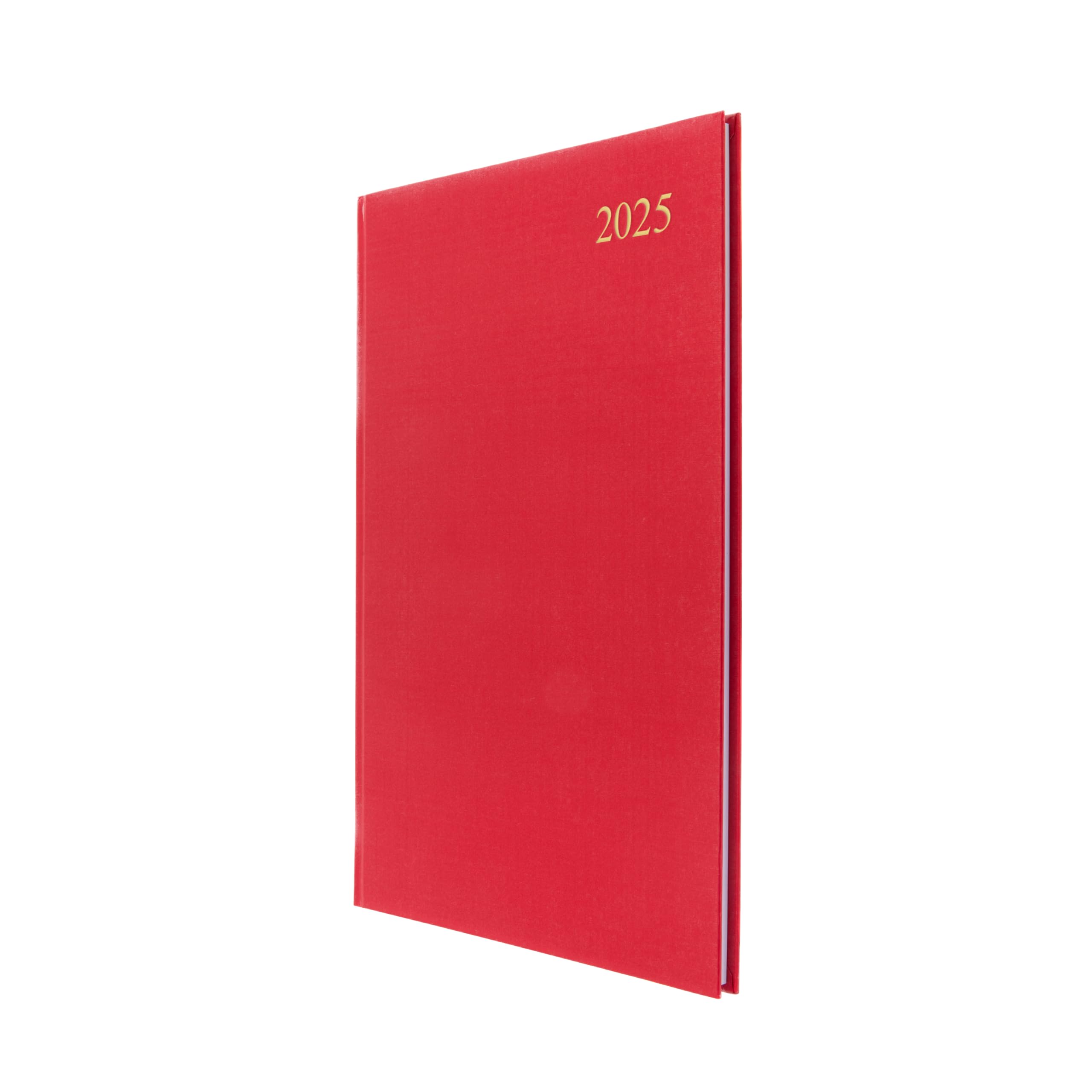 Collins Essential 2025 Eco Friendly Diary - A4 Week to View Business Planner with Leathergrain Hardback Cover and Recycled Paper - Red - E-ESSA43.15-25