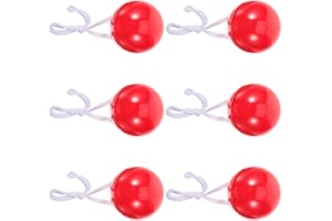 Kisangel 6Pcs Glowing Red Clown Nose with Elastic Headband for Christmas Halloween Party Costume, 1.77 Inch Plastic Light up Props