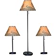 Catalina Lighting 19908-000 Rustic Cabin Lodge 3-Piece Table & Floor Lamp Set, LED Bulb NOT Included, 58", Forest Print,Set of 3