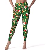 DROEYROEST High Waist Workout Leggings for Women Tummy Control Printed Yoga Pants with Pockets Holiday Costume