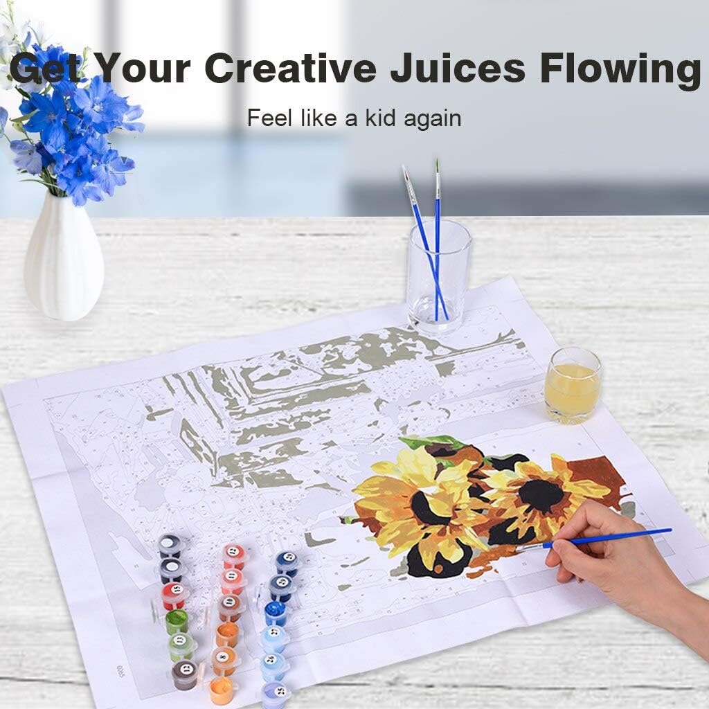 Canvas Oil Painting Kit for Kids & Adults COLORWORK DIY Paint by Numbers 16 W x 20 L Drawing