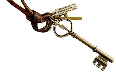 Amazon ブロンズの古鍵モチーフ アンティーク風 おしゃれ ネックレス