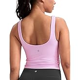 HeyNuts Zeal Bra Womens Scoop Neck Longline Sports Bras, U Back Workout Yoga Crop Tank Tops Padded A-D Cups *Updated Fit