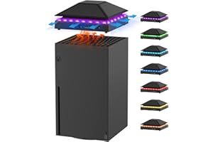 Wiilkac Cooling Fan for Xbox Series X with RGB Light Strip, 3 Levels Adjustable Speed Cooler Fan System 1800/2000/2200 RPM, Low Noise Top Fan with Extra 2 USB Port & Touch Switch