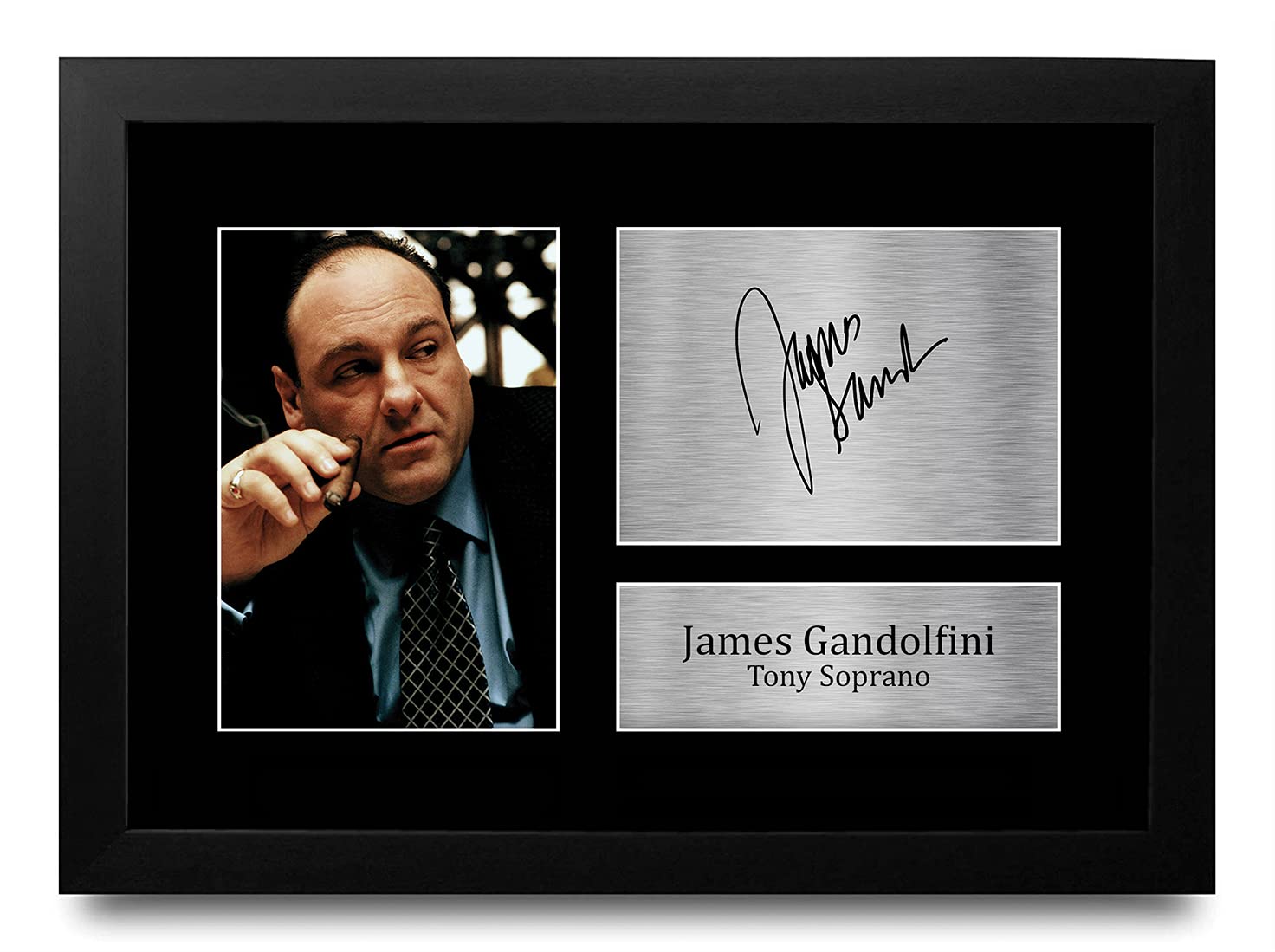 HWC Trading James Gandolfini Gift Signed FRAMED A4 Printed Autograph Sopranos Gifts Photo Display — image 1