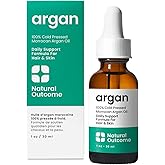 Argan Oil 100% Pure Moroccan Cold-Pressed Face, Body and Hair Lightweight Oil for Moisturizing, Hydrating & Skin Nourishment, 1 oz by Natural Outcome