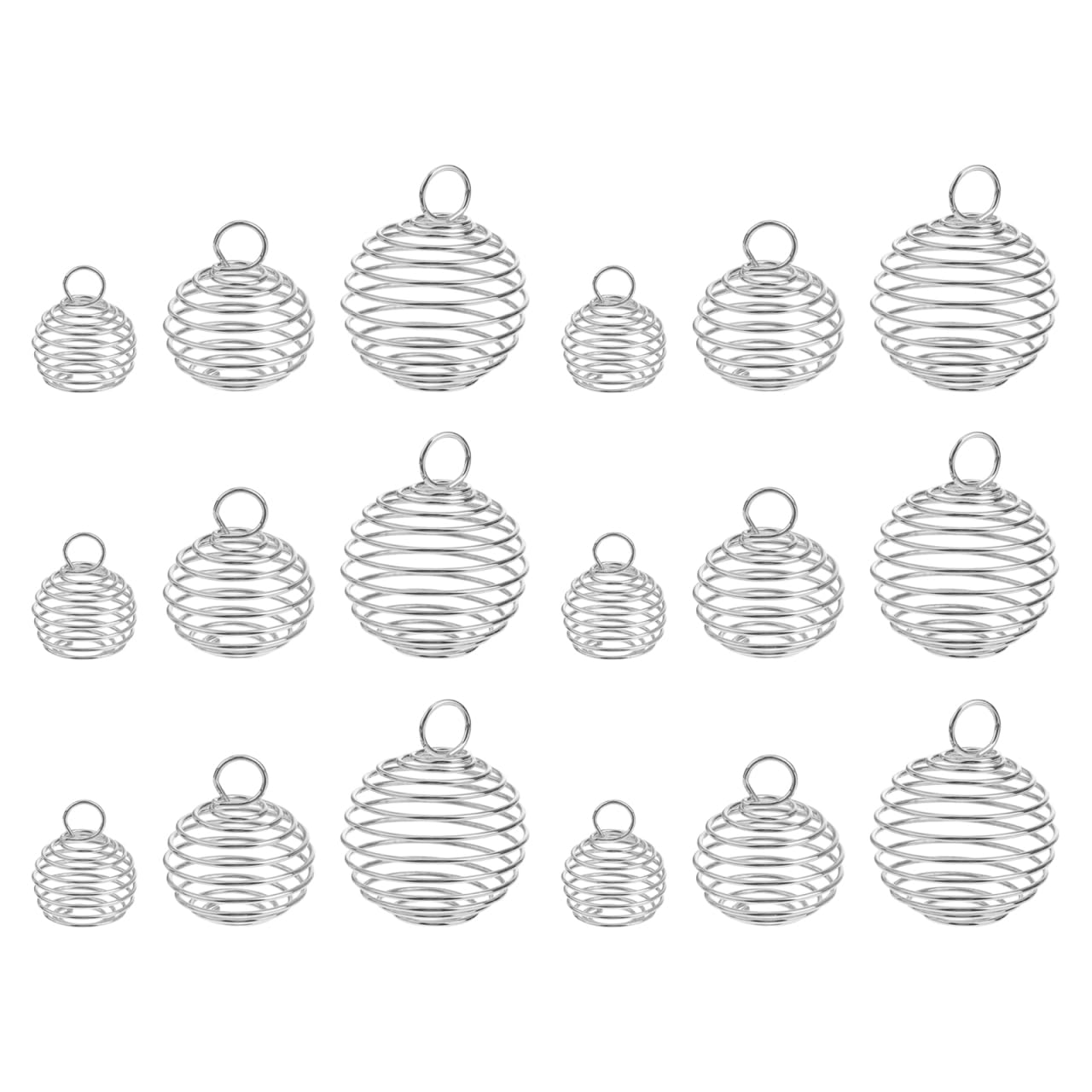 ULTNICE Silver Plated Spiral Bead Cage Charm 30Pcs Bead Cage Pendant Spiral Beads Plated Cage Charms Findings for DIY Jewelry Making