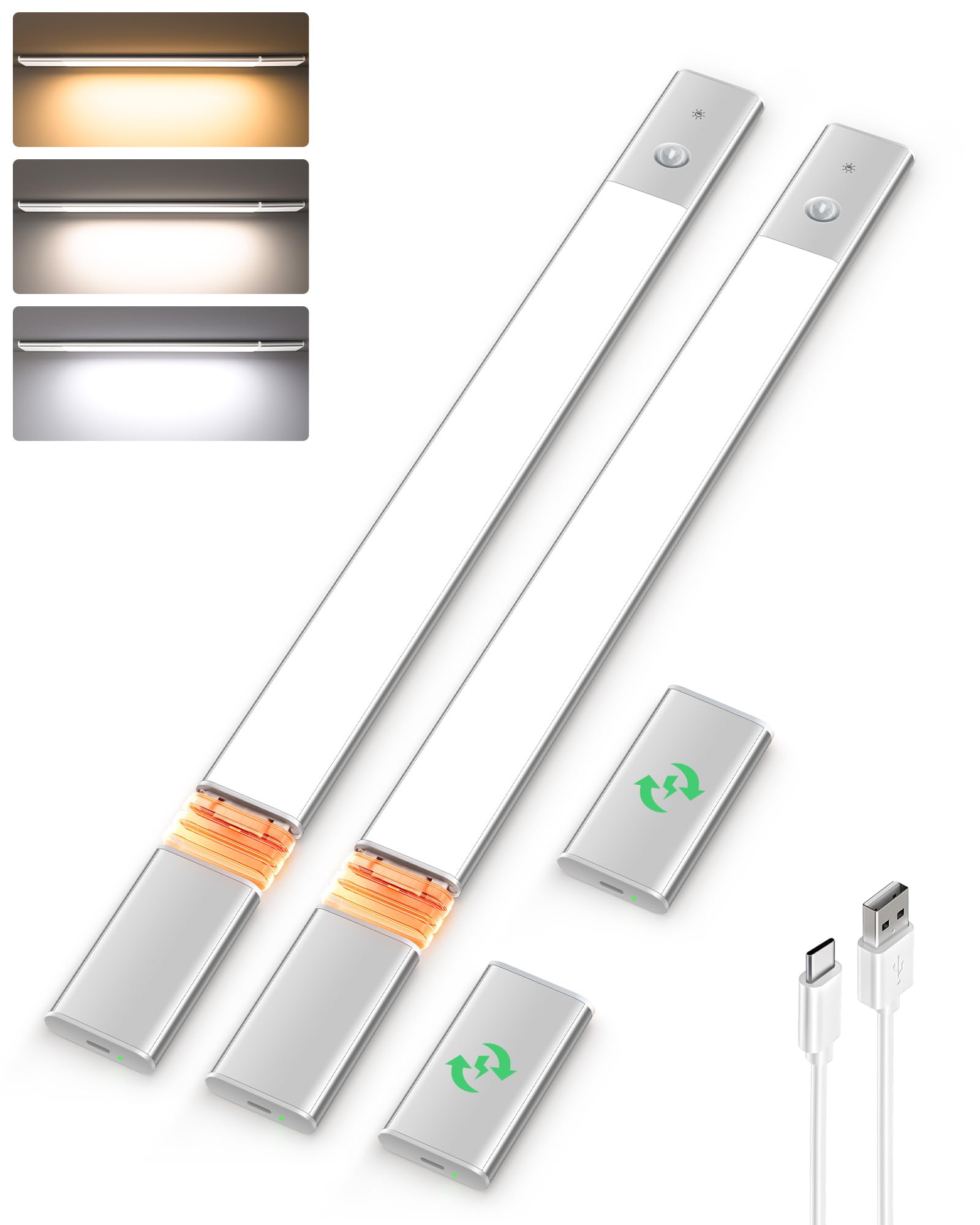 Photo 1 of EZVALO Under Cabinet Lighting, 2200mAh Closet Lights with 2 Extra Batteries, 3 Color Temps Motion Sensor Lights Indoor, LED Lights for Closet, Pantry, Kitchen