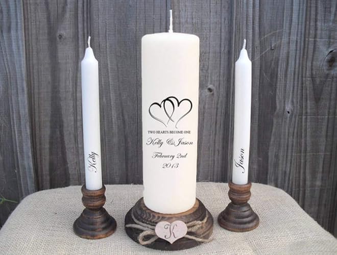 Personalised Two Hearts One Love Unity Candle Set Wedding