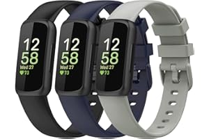 SENGKOB 3 Packs Bands for Fitbit Inspire 3 Fitness Tracker, Silicone Fitness Sport Wristbands for Women Men