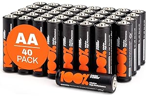 AA Batteries 100% PeakPower - Pack of 40 - High Performance Double AA Batteries 1.5V LR06 | Long Lasting, High Performance, 1