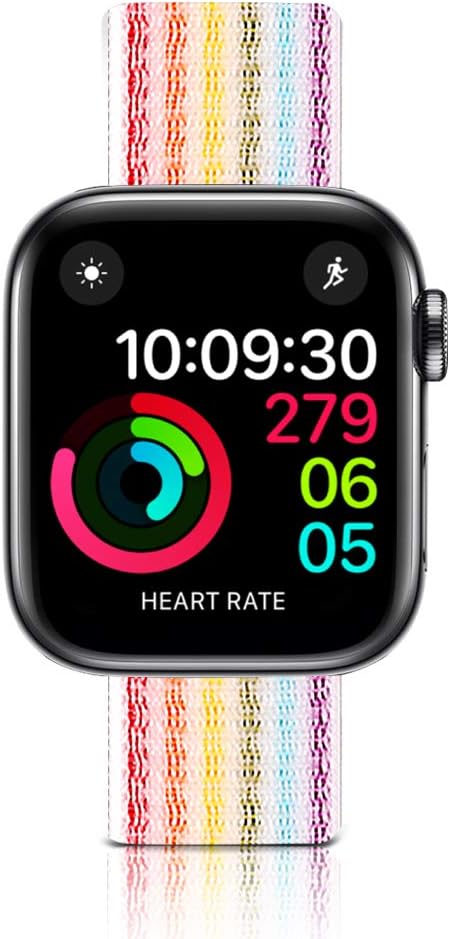 WNIPH Newest Compatible for Apple Watch Band 38mm 40mm, Nylon Replacement Sport Strap Compatible with Apple Watch Series 5/4/3/2/1 (Rainbow Pinstripes, 38/40mm)