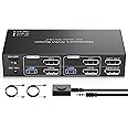 TJCXELE Displayport KVM Switch 2 Monitors 2 Computers 8K@60Hz/4K@120Hz USB 3.0 DP 1.4 KVM Switch Dual Monitor for 2 Computers Share 2 Monitors and 4 USB Devices Support Extended & Copy Mode
