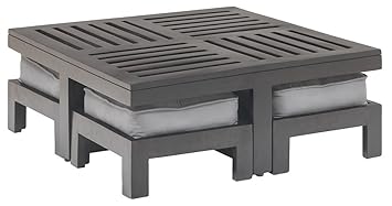 The Jaipur Living Parquet Coffee Table Set (Ebony Finish, Dark Grey)