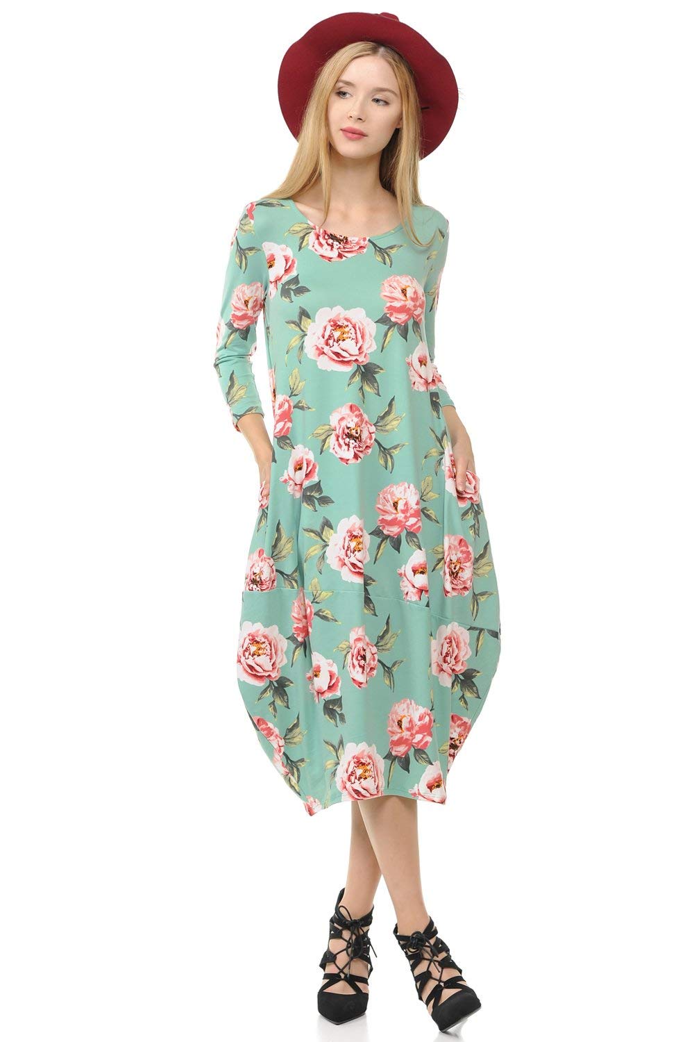 Pastel by Vivienne Women's Cocoon Midi Dress with Pocket Made in USA