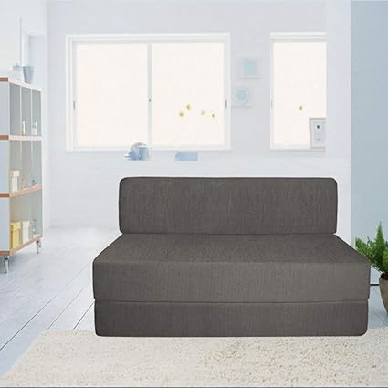Spaces Therapy Zeal Fabric 1 Seater Folding Sofa Cum Bed With Bean