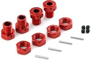 YOYOHOBBY 17mm Wheel Hex 5mm Extended and 17mm Wheel Nut Aluminum Alloy for ARRMA Kraton 6S Outcast 6S Notorious 6S Talion 6S Upgrades Parts (Red)