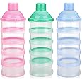 Accmor Formula Dispenser On The Go, 5 Compartments Stackable Formula Container for Travel, Baby Milk Powder Kids Snack Container, BPA Free