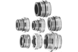 7-Piece Copper Aerator Adapter Set, Sink Hose Connector for Bathroom Faucet to Garden Hose, Multi-Size Faucet Adapter with As