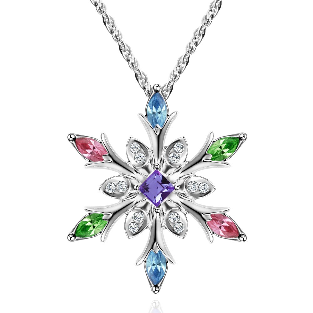 Murtoo Women Necklace Snowflake Pendant Necklace and Decorated with Crystal Gift for Women (Multi-color)