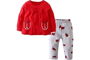 Elspilit Infant Baby Girl Clothes Fall Outfit Toddler Long Sleeve Animal Print Pullover T-Shirt Top Pants Set