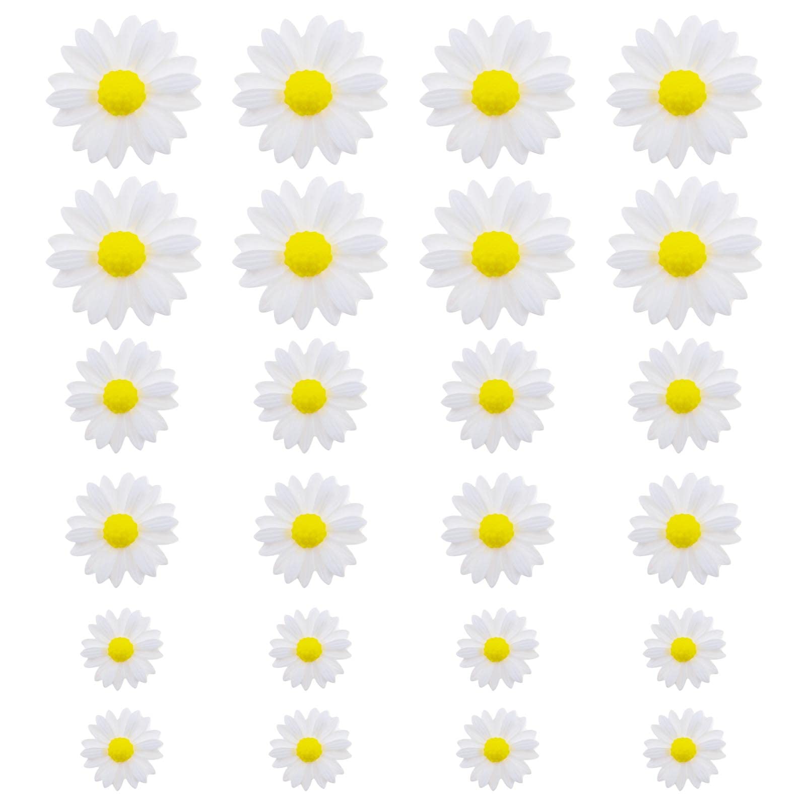 Be In Your Mind 50PCS Flatback Resin Daisy Flowers Artificial Daisy Charms Ornament Home Decoration Craft Embellishments for Mirrors Hairpins Hair Accessories White
