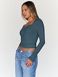 Trendy Queen Womens Long Sleeve Tops Crop Cute Top