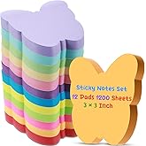 Leinuosen 12 Pieces Sticky Notes Shape 3 Inch Bright Colors Self-Stick Pads Multiple Colors Sticky Notes Back to School Gifts for Classroom Office Supply, 100 Sheets/pad(Butterfly)