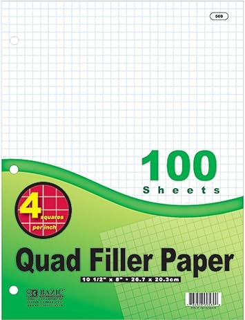Bazic 100 Unidades De Papel De Relleno Cuadricular De 4 A 1 Pulgada Caja De 36 Amazon Com Mx Oficina Y Papeleraa