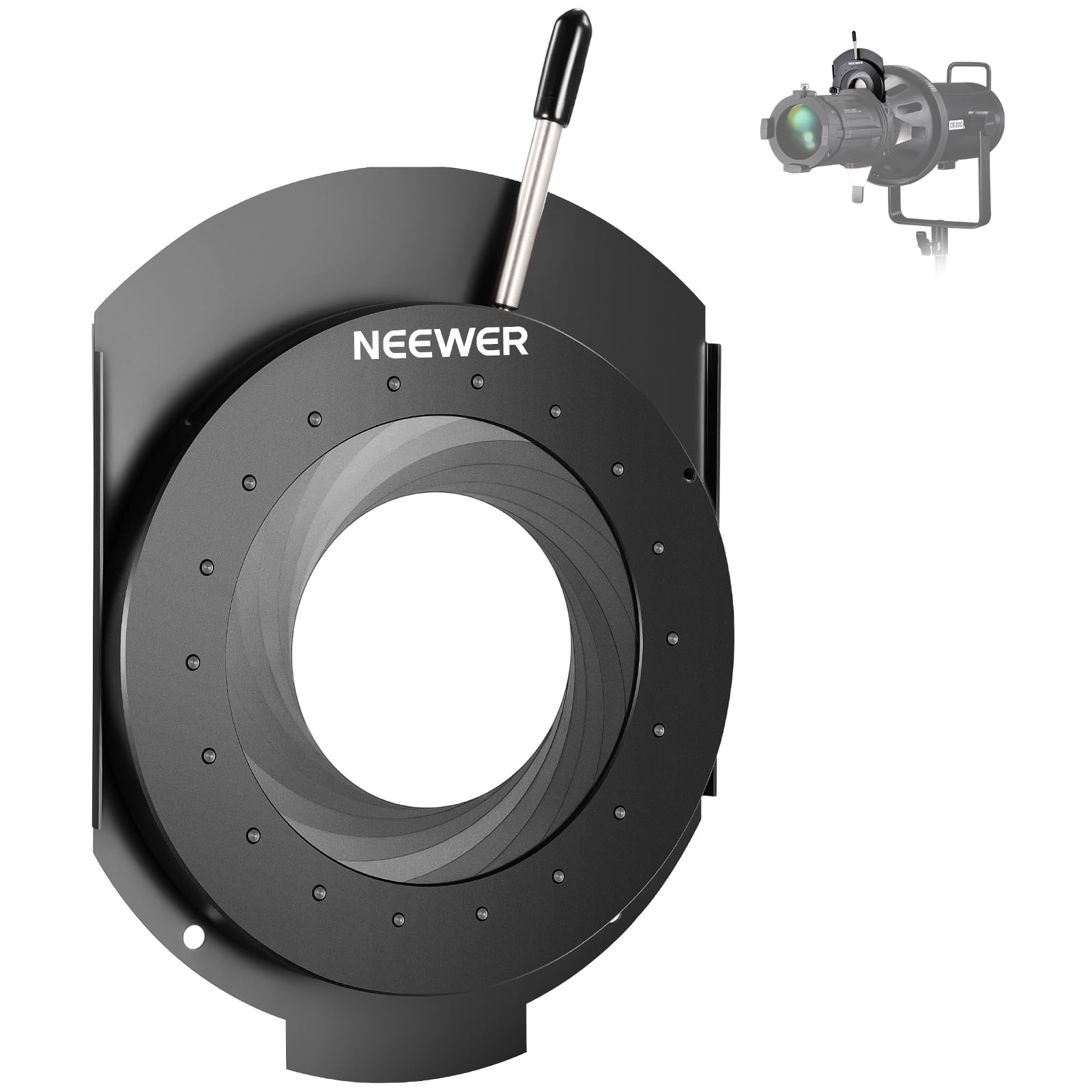 NEEWER Spotlight Mount Iris for NEEWER LS-39/LS-38/LS-48 Spotlight Snoot, 5-60mm Aperture Diaphragm Adjustable Mount Control Optical Diaphragm Lens Accessory, High Temp Resistant Manganese Steel, CSS2