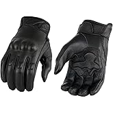 Milwaukee Leather MG7501 Men's Black Leather i-Touch Screen Compatible Gel Palm Motorcycle Gloves W/Protective Knuckle