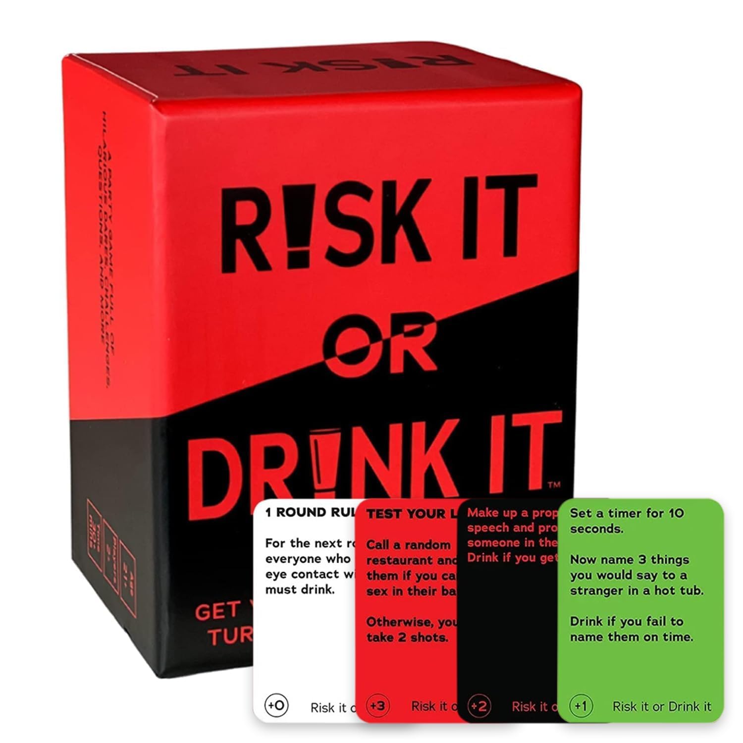 Drinking Games, Games for Adults | Risk It or Drink It | Fun Drinking Card Game Dares, Decisions, and Drinks Interactive Challenges Great For Games Nights, Parties, Hen & Stag Nights, Students & More