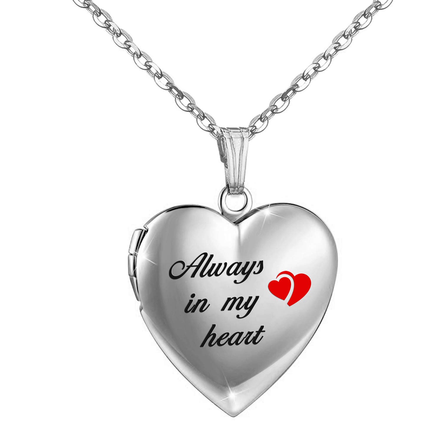 YOUFENG Love Heart Locket Necklace That Holds Pictures Engraved I Love You to the Moon and Back Photo Lockets