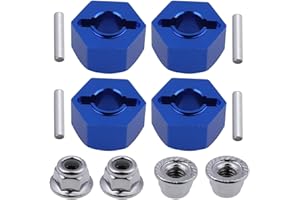 Hobbypark Aluminum 12mm Hex Wheel Hubs(4) & Flanged M4 Lock Nuts(4) Replacement of 1654 3647 for Traxxas 1/10 Slash 4x4 RC Car (Navy Blue)