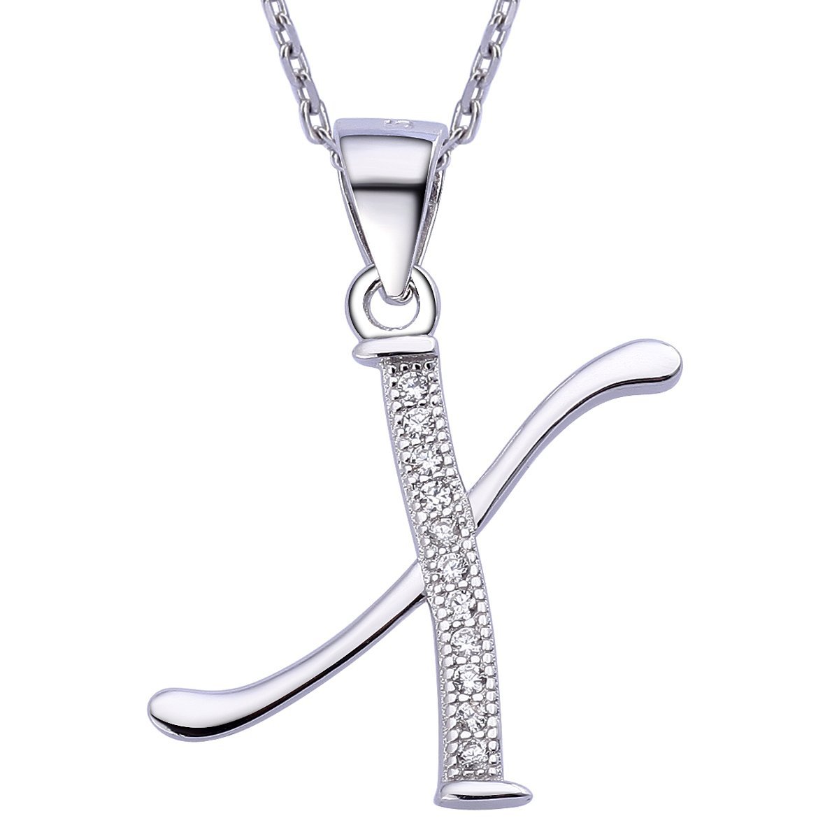 VIKI LYNN Initial Pendant X 925 Sterling Silver Letter Necklace with Cubic Zirconia Personalised Gifts for Women Ladies — image 1
