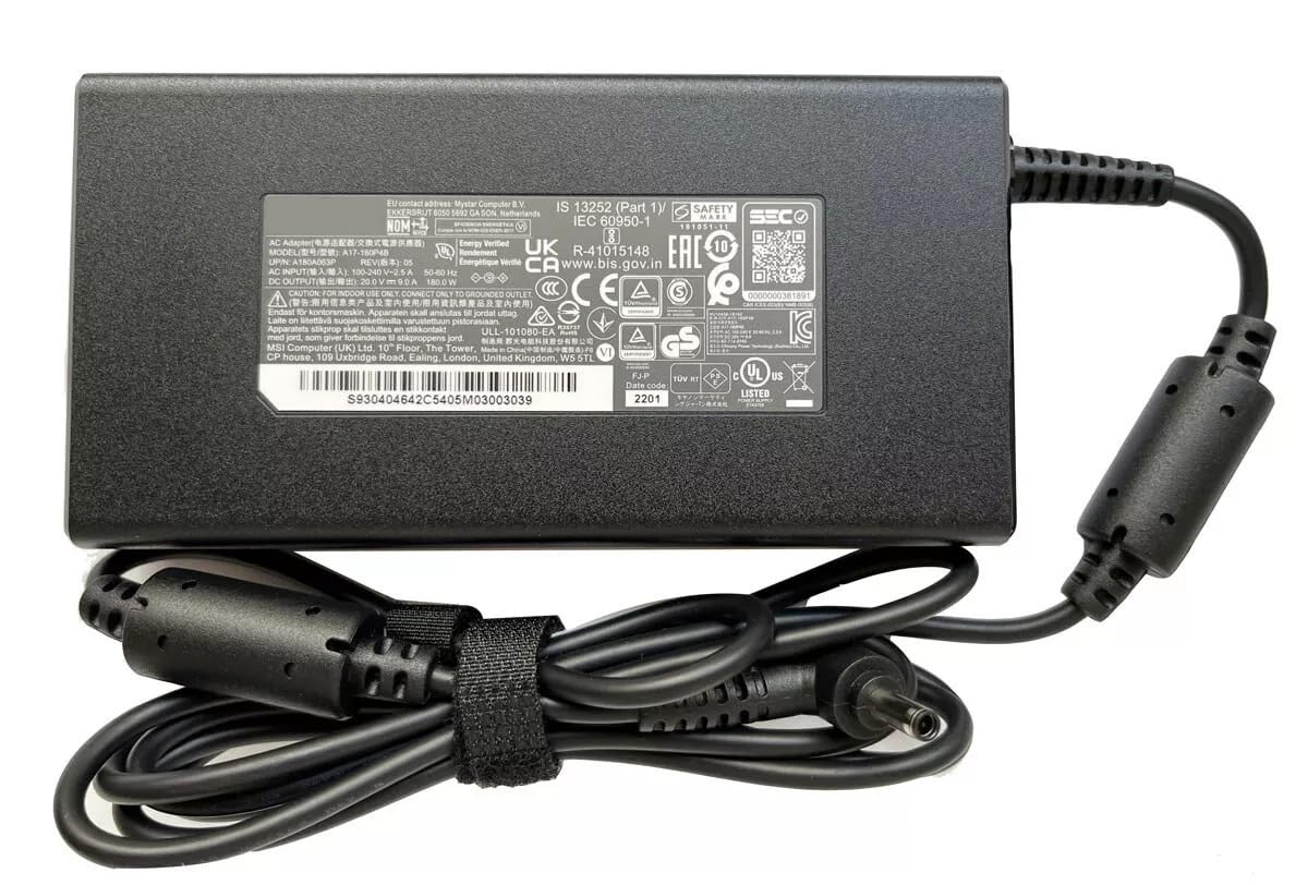 Photo 1 of 20V 9A 180W AC Adapter Charger A17-180P4B Compatible for MSI Creator Z16 A11UET-043 A11UET-013 A12UET-031US Laptop