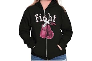 Classic Teaze Fight Boxing Breast Cancer Warrior Zip Hoodie Sweatshirt Women