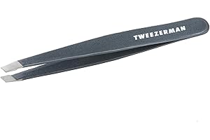 Tweezerman Stainless Steel Slant Tweezer - Eyebrow Tweezers for Women and Men (Blue Stone)